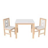 Zestaw dziecięcy drewniany stolik + 2 krzesełka, naturalny
