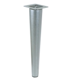 Noga bukowa prosta, stożek 35 cm srebrna z blachą montażową