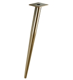 Noga stalowa skośna stożek 35 cm, z blachą montażową, złoty antyczny
