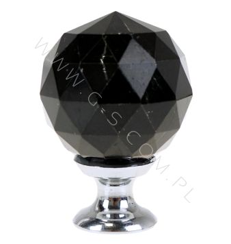 Uchwyt czarny kryształ - kula 30 mm, srebrna podstawa