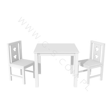 Zestaw dziecięcy drewniany stolik + 2 krzesełka, biały