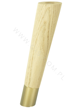 Nóżka dębowa skośna stożek 20 cm surowa, z nakładką antico