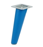 Noga bukowa skośna, stożek 15 cm niebieska z blachą montażową
