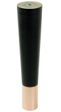 Nóżka bukowa prosta stożek 20 cm czarna, z nakładką miedź
