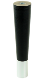 Nóżka bukowa prosta stożek 20 cm czarna, z nakładką inox