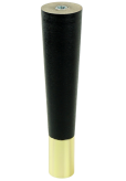 Nóżka bukowa prosta stożek 20 cm czarna, z nakładką mosiądz