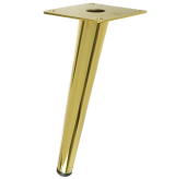 Noga stalowa skośna stożek 71 cm, z blachą montażową, złota